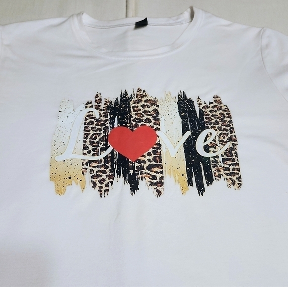 Shein Love Graphic Tee Boat Neck Knit Top Bundle White Extra Large - Picture 6 of 10